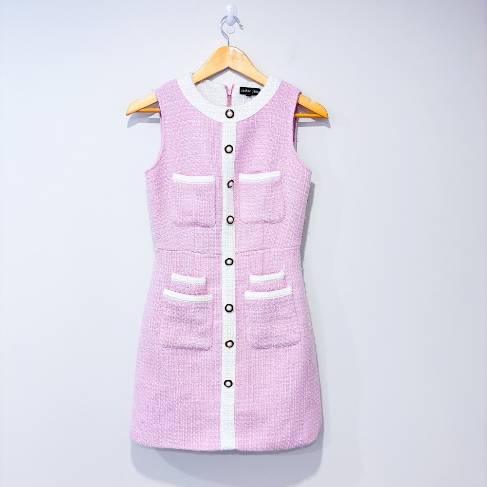SISTER JANE Pink tweed mini dress | Feminine preppy | X-Small